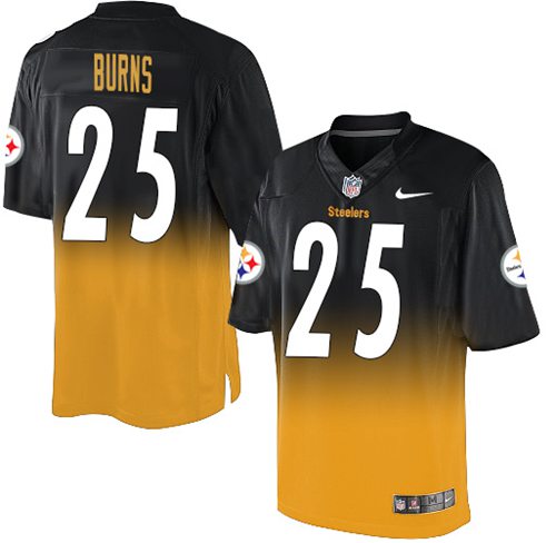 Nike Steelers #25 Artie Burns Black/Gold Men's Stitched NFL Elite Fadeaway Fashion Jersey - Click Image to Close